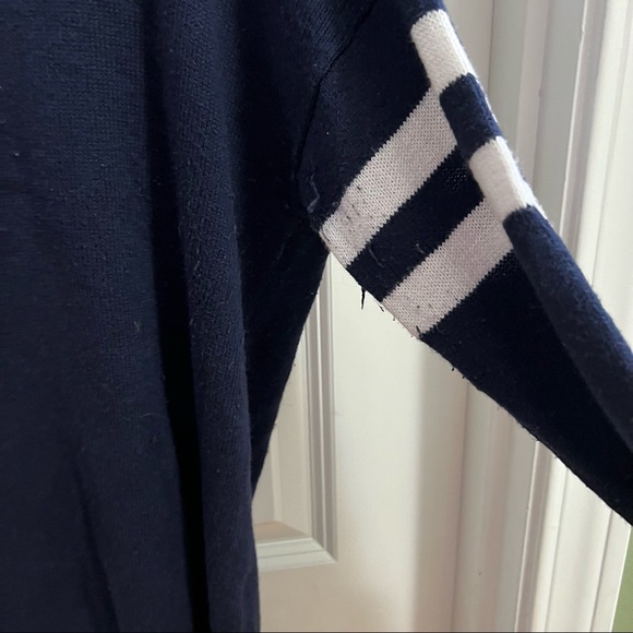 Sporty Striped Sleeve Navy Sweater - Picture 5 of 6